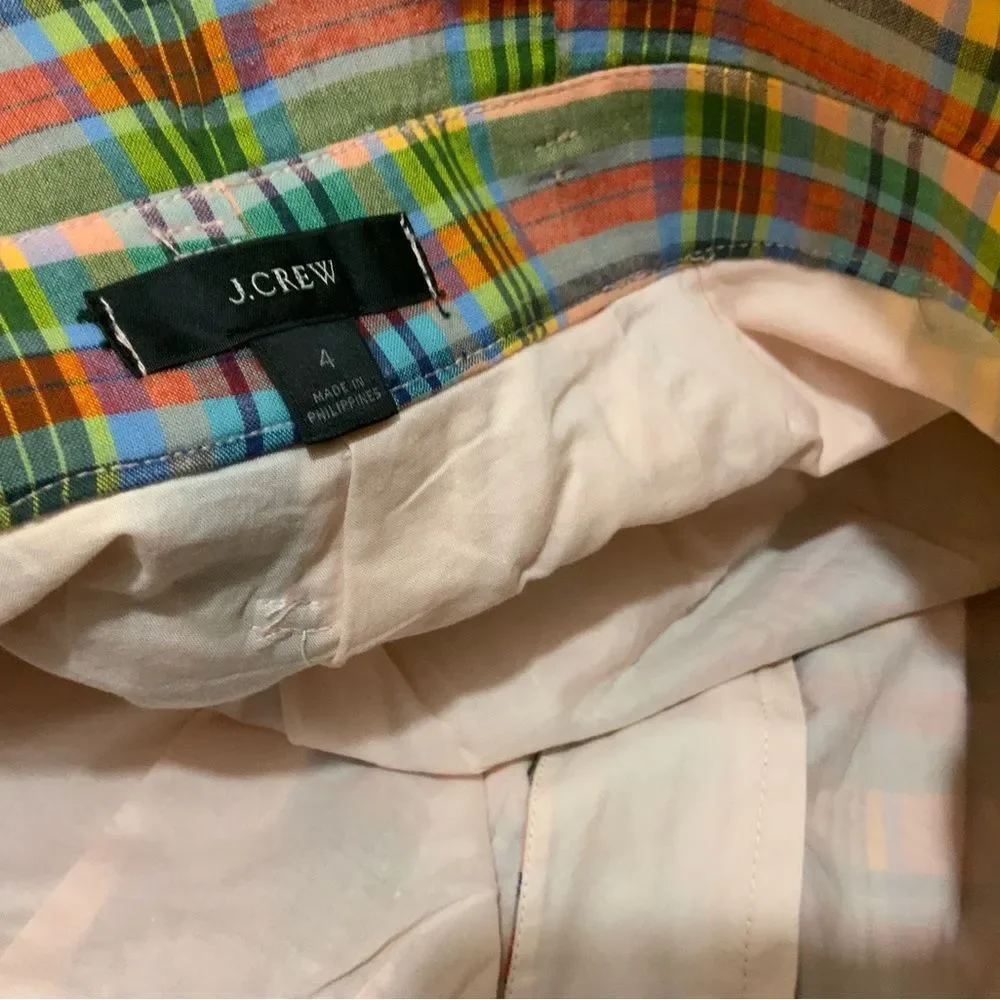 J. Crew plaid pleated high waist shorts with belt and wide legs 2 NWOT